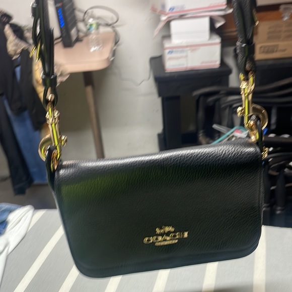 Black leather coach bag. - Picture 2 of 7